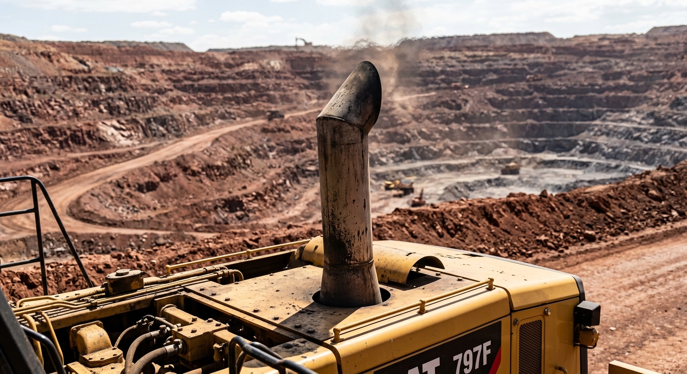 Mining haul truck diesel exhaust